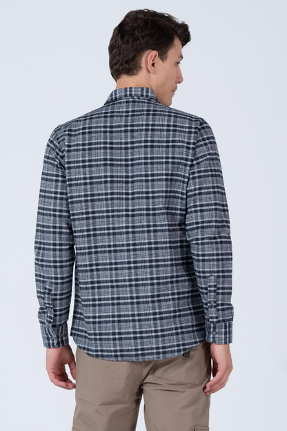 DOUBLE POCKABLE FLANL FLANLE ECOSE WASH MEN SHIRT JACKET SHACKET Shacket