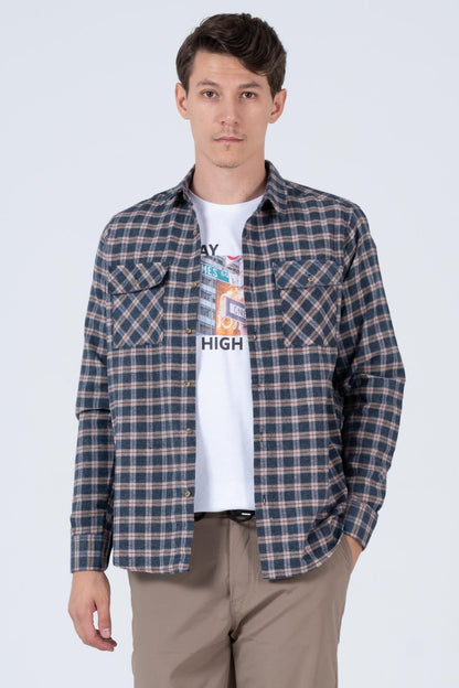 DOUBLE POCKABLE FLANL FLANLE ECOSE WASH MEN SHIRT JACKET SHACKET Shacket