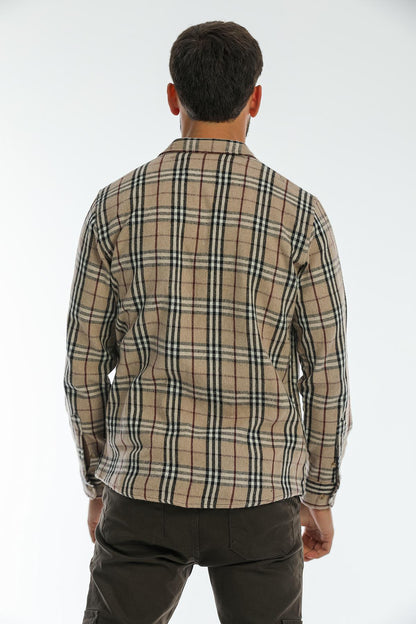 Çift Cep Kapaklı Oversize Kareli Kalın Ekose Oduncu Erkek Gömlek Ceket Shacket