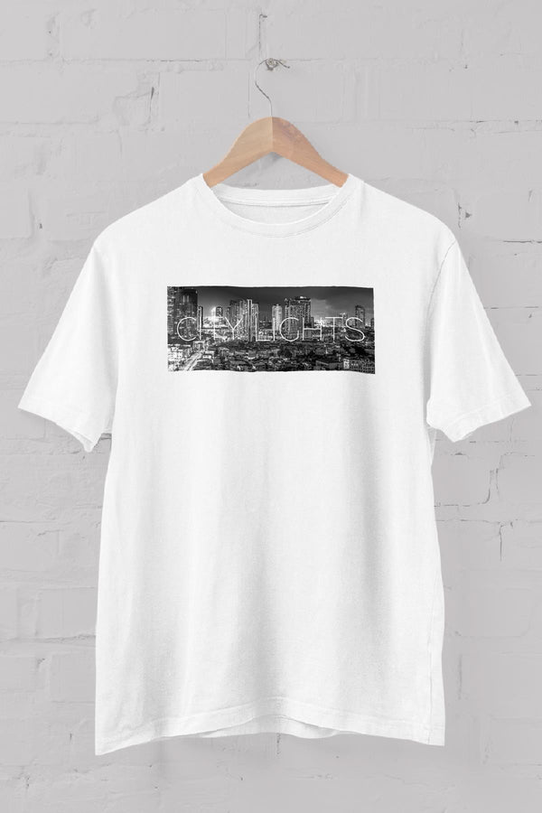 City Lights photo print Crew Neck Printed Men's T-Shirt