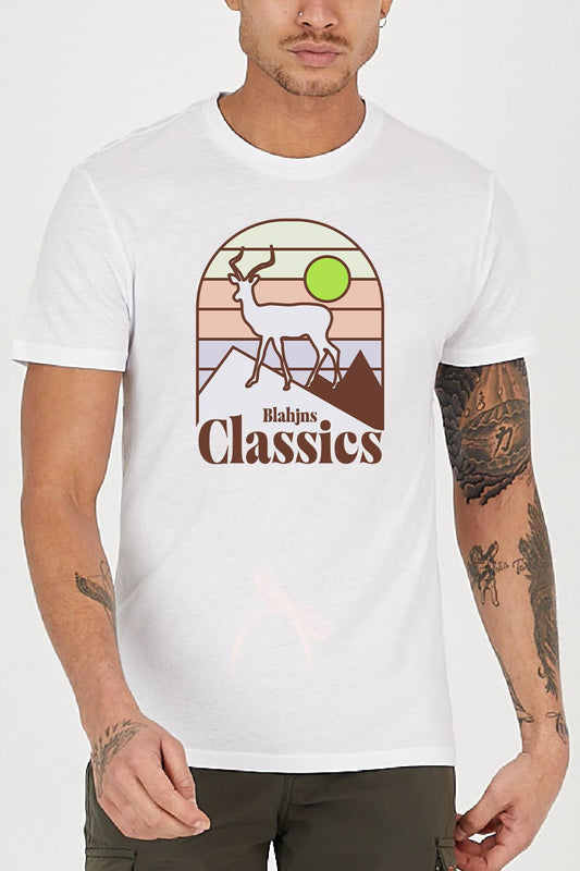 Classic Printed Crew Neck Casual Length Mold Men's T -shirt
