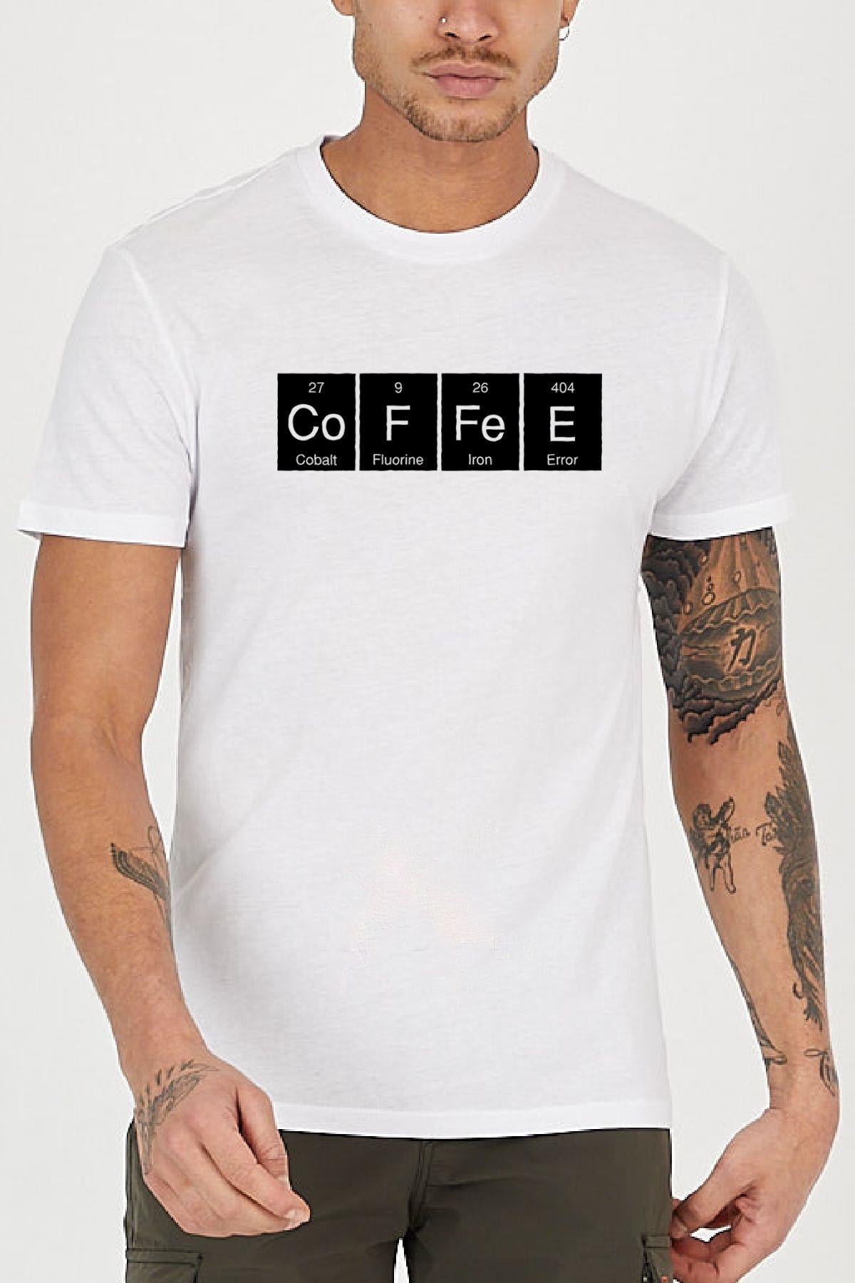 Coffee Periodic ruler printed Crew Neck men's T -shirt