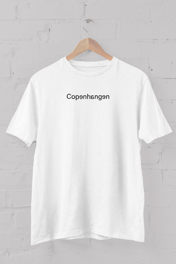 Copenhagen Baskılı Bisiklet Yaka Erkek Tişört Blah.