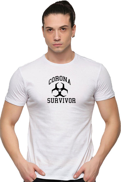 Corona Survivor Baskılı, Pamuklu Erkek Tişört