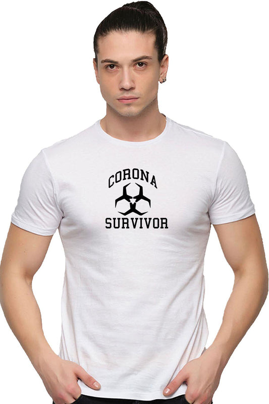 Corona Survivor Printed, Cotton Men's T -shirt