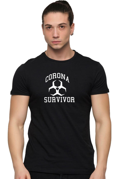 Corona Survivor Baskılı, Pamuklu Erkek Tişört