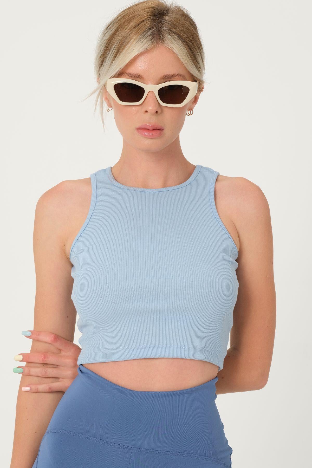 Crop Halter Collar Camisole Knitted Ribbed Female Singlet