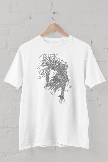 Vascular silhouette minimally printed Crew Neck men's t -shirt