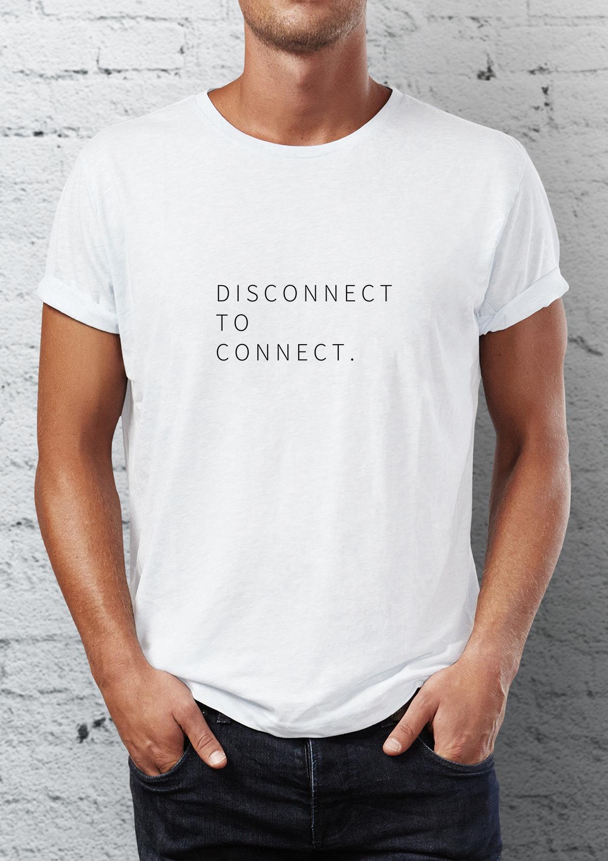 Disconnect graphic printed Crew Neck men's t -shirt