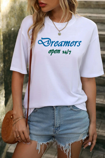 Dreamers Baskılı Oversize %100 Pamuk Kadın Tişört