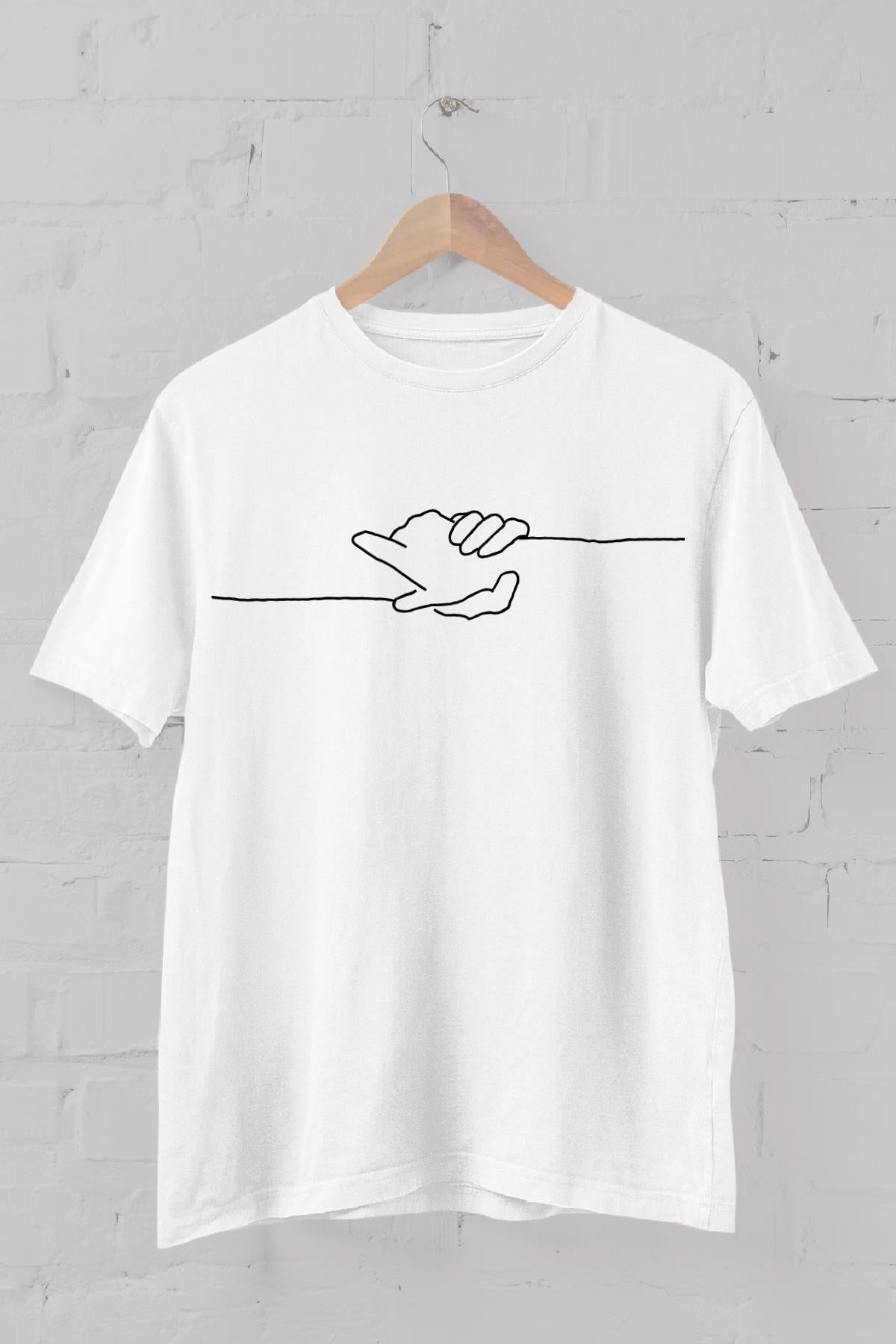 HANDS COMPLETING Minimal Printed Crew Neck Men's T -shirt