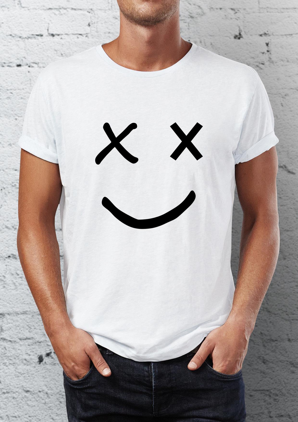 Emoji graphic printed Crew Neck men's t -shirt