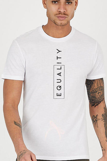 Equality Slogan Baskılı Bisiklet Yaka Erkek Tişört