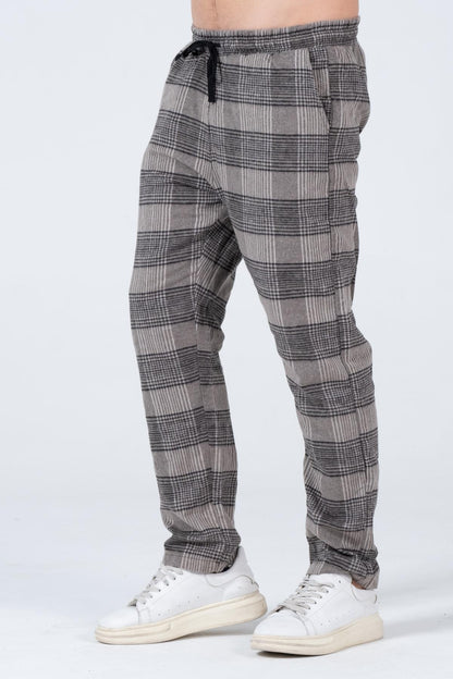 Men's plaid flannel sports pajamas six comfortable cutting