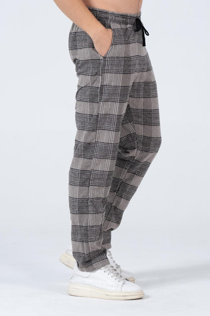 Men's plaid flannel sports pajamas six comfortable cutting