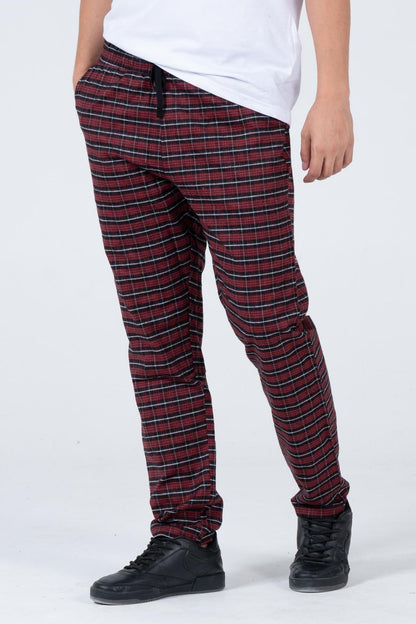 Men's plaid flannel sports pajamas six comfortable cutting