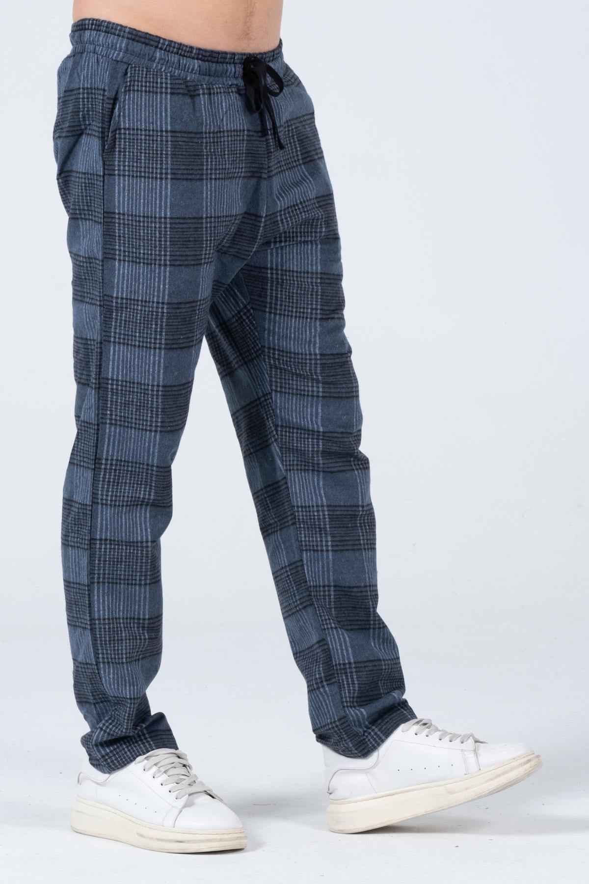 Men's plaid flannel sports pajamas six comfortable cutting