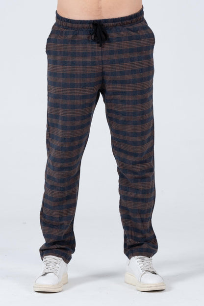 Men's plaid flannel sports pajamas six comfortable cutting