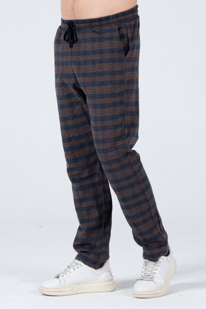 Men's plaid flannel sports pajamas six comfortable cutting