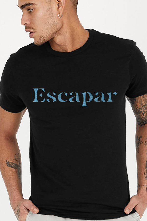 Escapar Baskılı Bisiklet Yaka Rahat Reguler Kalıp Erkek Tişört Blah.