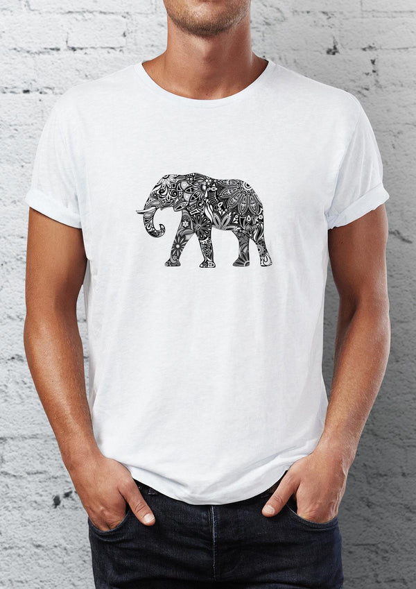 Elephant Printed Crew Neck Men's T-Shirt