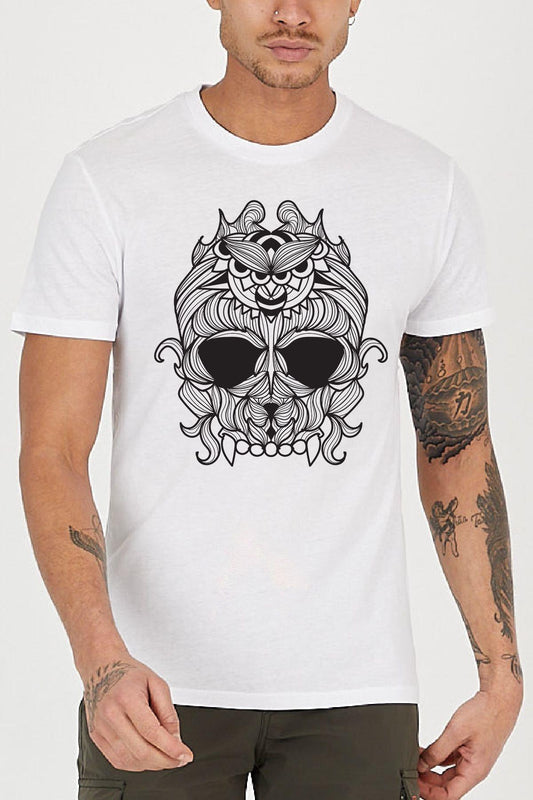 FLORAL SKELET BACK PRINTED BICYCLE BICY MEN T -shirt