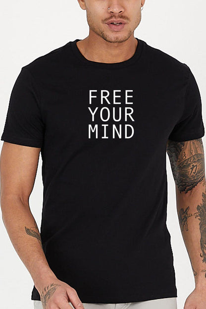 Free your MIND printed Crew Neck men's t -shirt