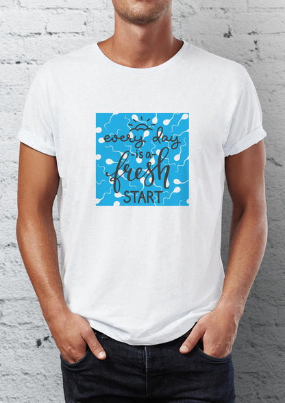 Fresh Start Printed Crew Neck Men's T -shirt