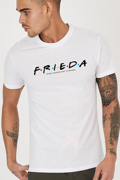 Frieda Slogan Baskılı Bisiklet Yaka Erkek Tişört