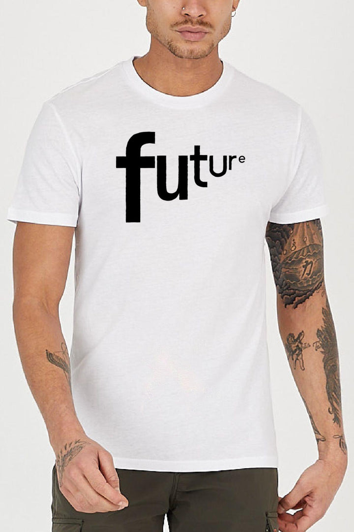 Future Slogan Baskılı Bisiklet Yaka Erkek Tişört Blah.