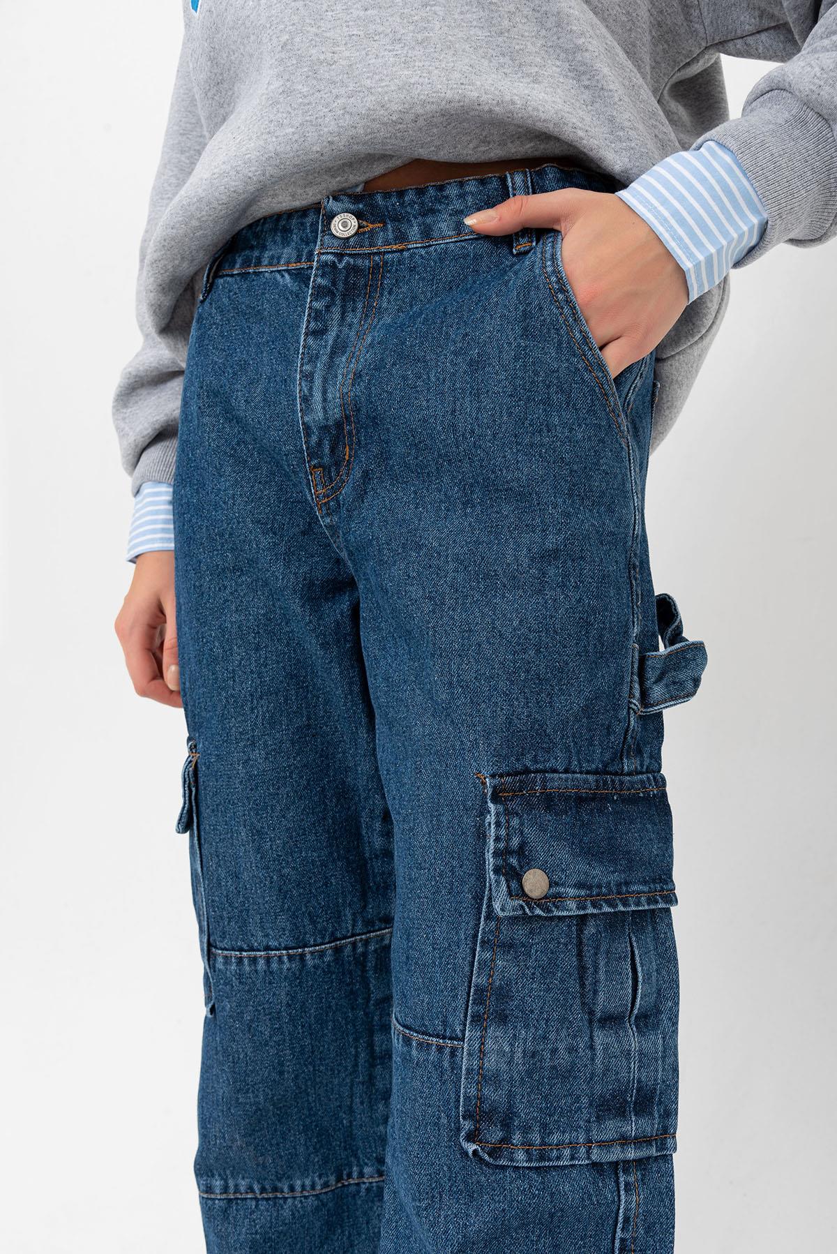 Large leg high waist gabardin cargo women's pants