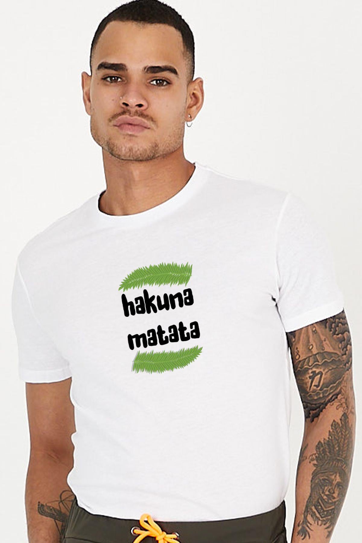 Hakuna Matata Slogan Printed Crew Neck Men's T -shirt