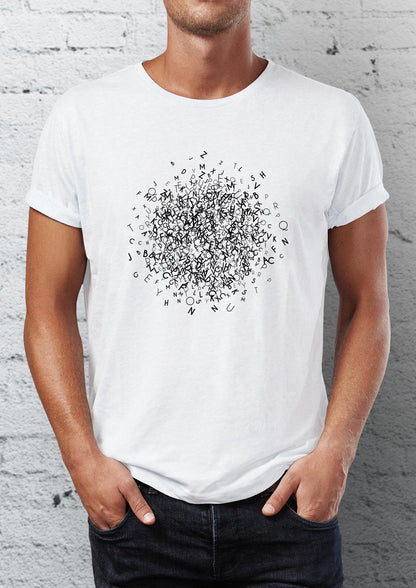 Letter sphere typography printed Crew Neck men's t -shirt