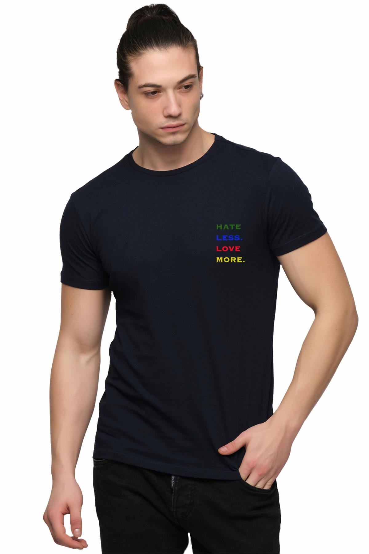 Hate Less Printed Cotton Men's T -shirt
