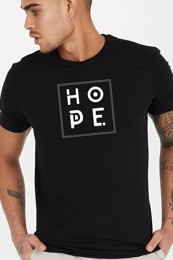Hope Slogan Baskılı Bisiklet Yaka Erkek Tişört Blah.
