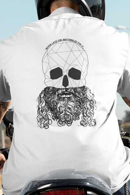 skeleton and slogans printed, cotton Crew Neck men's T -shirt