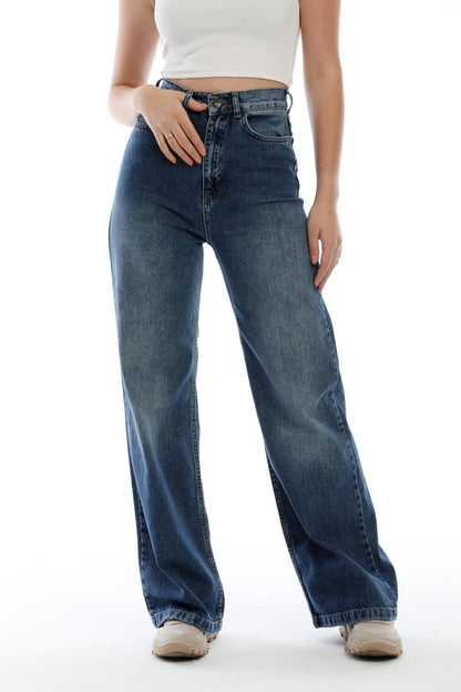 Yüksek Bel Geniş Paça Wide Leg Jeans Kadın Kot Pantolon