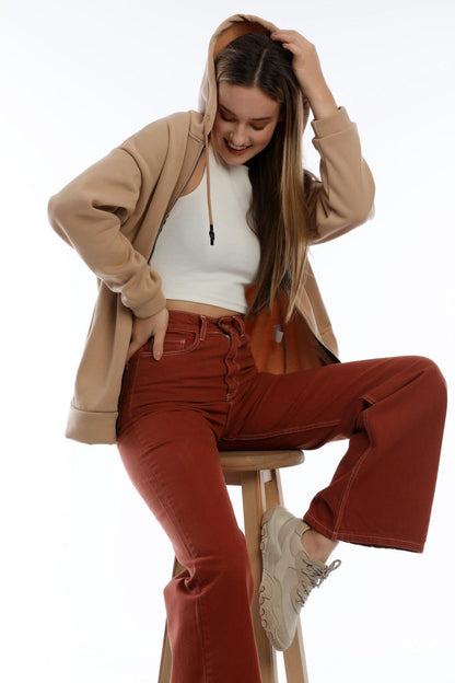 Yüksek Bel Geniş Paça Wide Leg Jeans Kadın Kot Pantolon