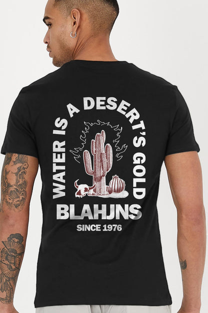 Cactus Back Printed Crew Neck Casual Lim Mold Men's T -shirt