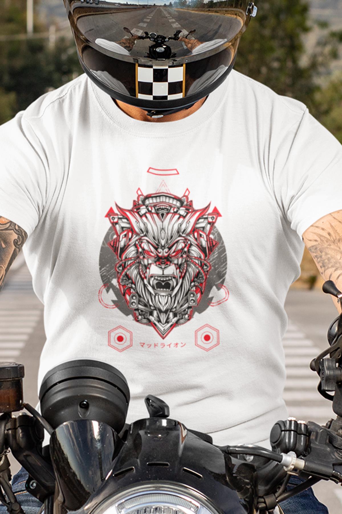 Tiger Printed Japanese slogan, cotton Crew Neck men's t -shirt