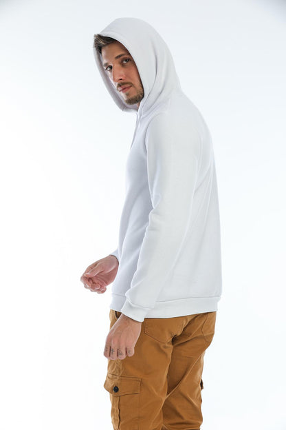 Kapüşonlu Basic Geniş Kesim Erkek İçi Polarlı Sweatshirt