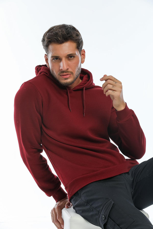 Kapüşonlu Basic Geniş Kesim Erkek İçi Polarlı Sweatshirt Blah.