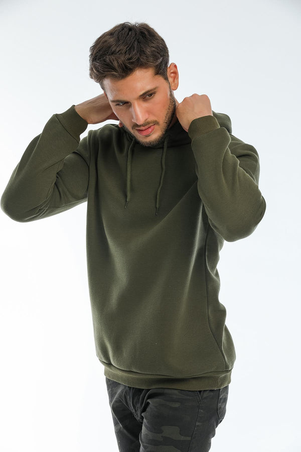 Hooded Basic Wide Cut Men's Fleece Sweatshirt