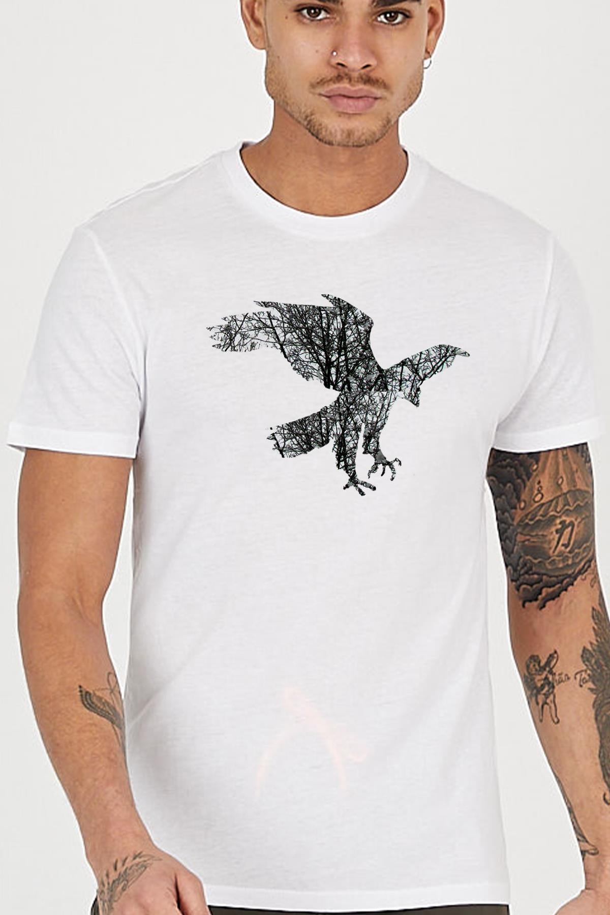 Eagle Tree Snow Printed Bike Bike Men's T -shirt