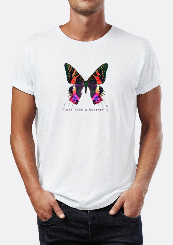 Butterfly Float Like a Butterfly Printed Crew Neck Men's T-Shirt