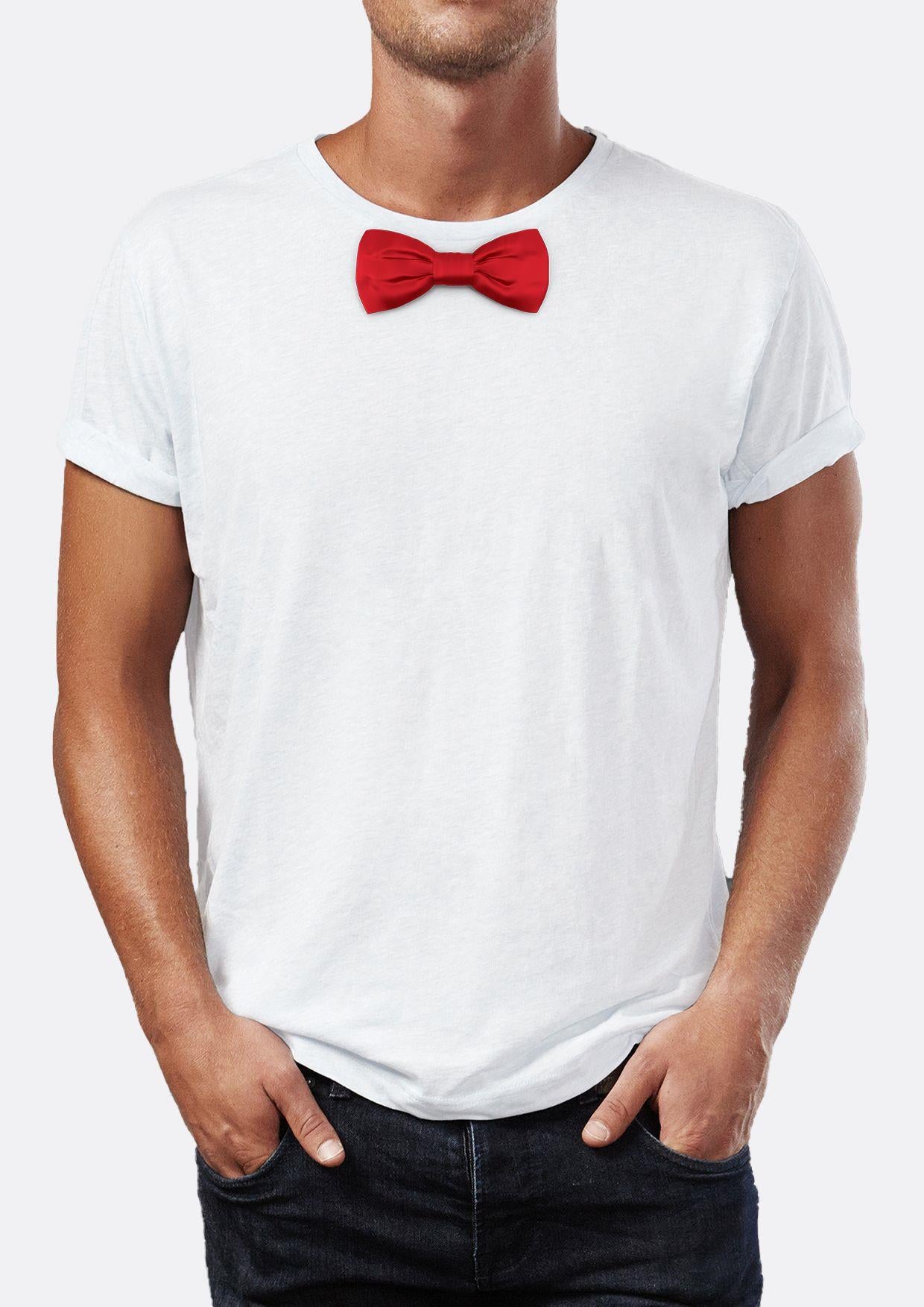 Red bow tie printed Crew Neck men's t -shirt