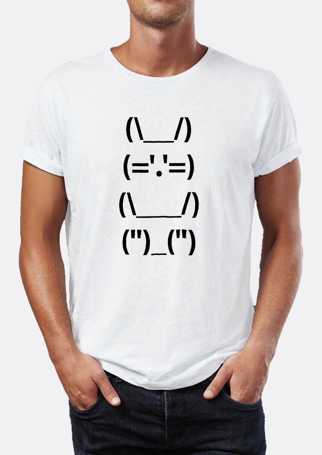 Keyboard characters with rabbit printed Crew Neck men's t -shirt