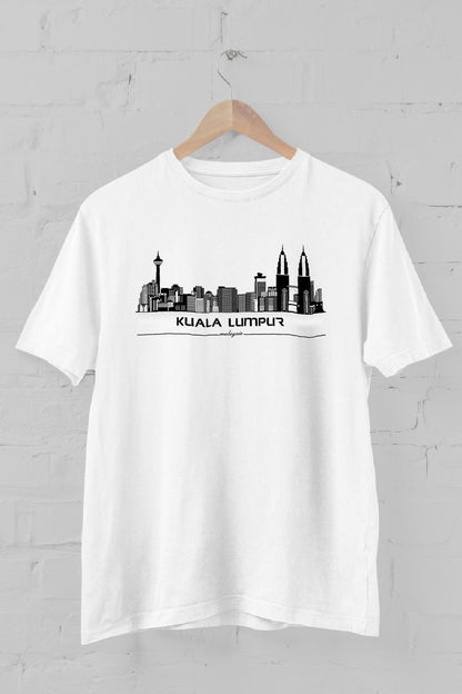 Kuala lumpur silhouette printed Crew Neck men's t -shirt