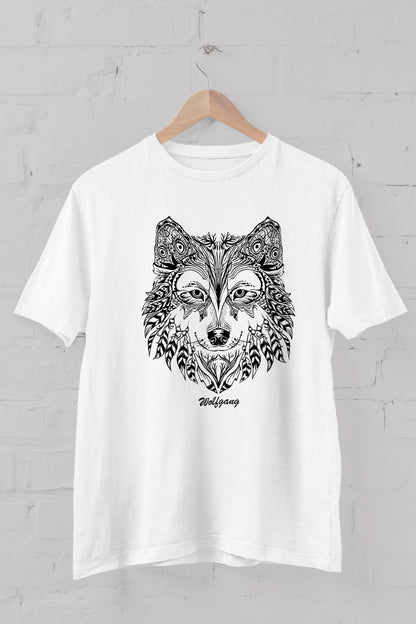 Wolf printed Crew Neck men's t -shirt