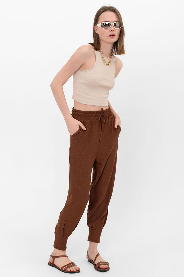 Elastic Pocket Lace-Up Loose Comfortable Women's Trousers